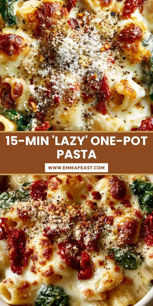 A bubbling pot of creamy rigatoni with sun-dried tomatoes and melted mozzarella. (quick recipes)