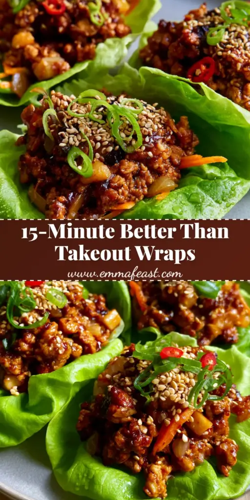 A close-up of three ground turkey lettuce wraps on a grey plate featuring seared mahogany-glazed meat and bright red chilies.