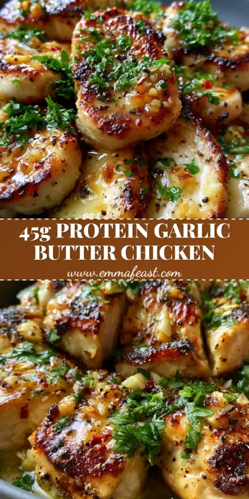A dense pile of sliced seared chicken breast medallions with golden-brown charred edges and shimmering garlic butter sauce in a charcoal bowl. (high protein dinners)
