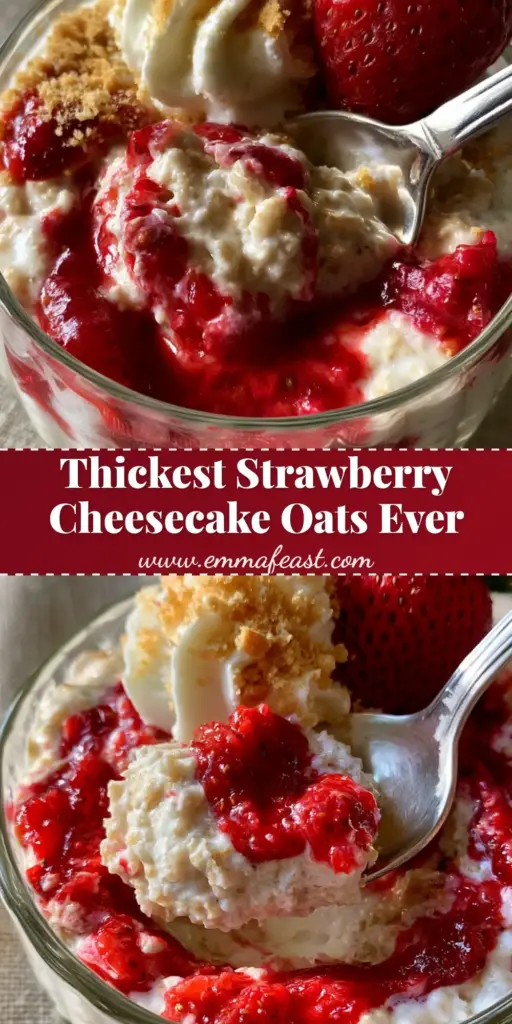 Strawberry Cheesecake Overnight Oats: The Ultimate Decadent Meal Prep Guide 4 A close-up shot of Strawberry Cheesecake Overnight Oats in a fluted glass jar with a silver spoon lifting a thick scoop.