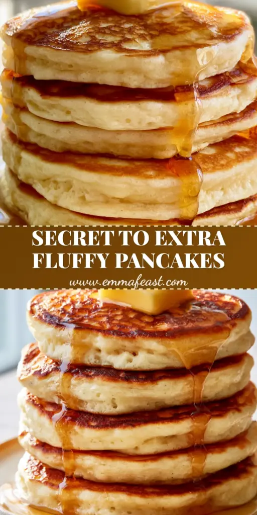 Homemade Pancakes: The Ultimate Fluffy Diner-Style Recipe 4 A towering stack of five fluffy homemade pancakes with melting salted butter and cascading maple syrup on a rustic ceramic plate.