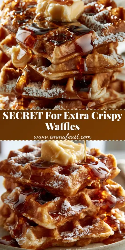 Waffles with a Shattered-Glass Crust: The Ultimate Crispy Belgian Recipe 3 A tall stack of golden-brown Belgian waffles with deeply recessed squares, a melting pat of salted butter, and amber maple syrup being poured over the top. (waffles)