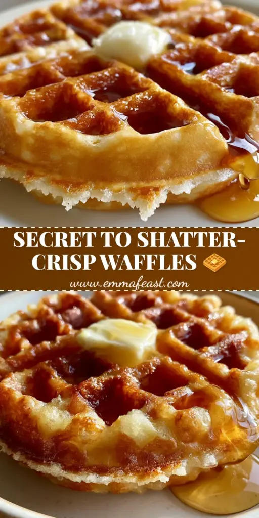 Crispy Classic Waffles: The Ultimate Shatter-Crisp Belgian Recipe 3 A close-up shot of crispy classic waffles on a rustic plate with melting butter and thick maple syrup. (crispy classic waffles)