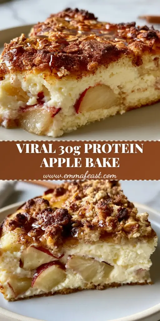 Apple Cinnamon Cottage Cheese Bake: The Ultimate High-Protein Breakfast Custard 3 A close-up shot of an Apple cinnamon cottage cheese bake with golden oat crumble and roasted Fuji apples.