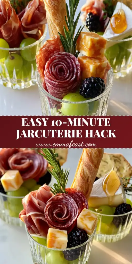 A luxury individual charcuterie cup in a ribbed crystal glass featuring a salami rose and prosciutto ribbons. (charcuterie board ideas)