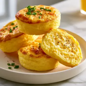A close-up handheld photo showing the aerated, custard-like interior of Cottage Cheese Egg Bites.