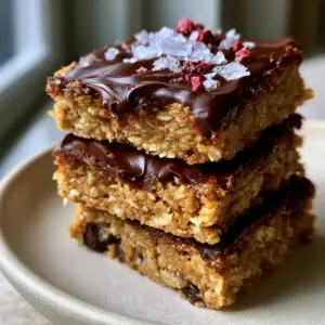 Extreme macro close-up of a stack of three thick, square homemade snack recipes bars with glossy chocolate swirls. (homemade snack recipes)