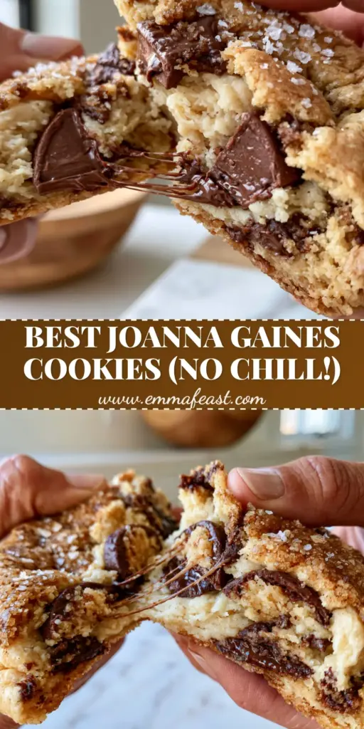 A stack of thick, golden-brown Joanna Gaines chocolate chip cookies on a white marble surface with melted chocolate chunks.