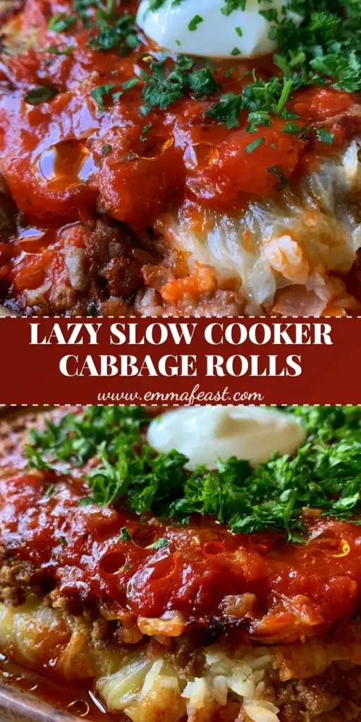 A rustic bowl of lazy layered stuffed cabbage rolls featuring browned beef, translucent cabbage, and a dollop of sour cream.