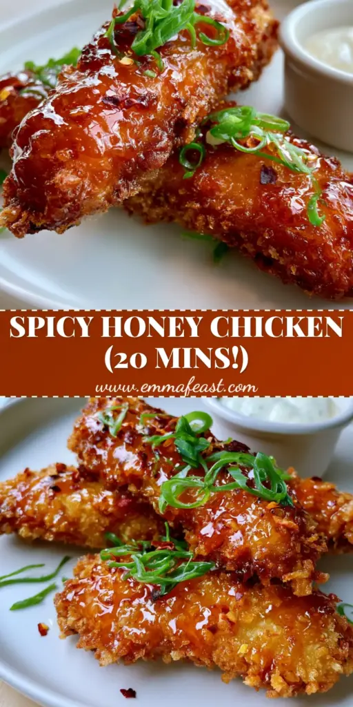 Spicy Honey Chicken Tenders: Extra Crispy Panko Recipe 4 Three extra-crispy panko-breaded spicy honey chicken tenders coated in amber glaze on a white plate with ranch. (spicy honey chicken tenders)
