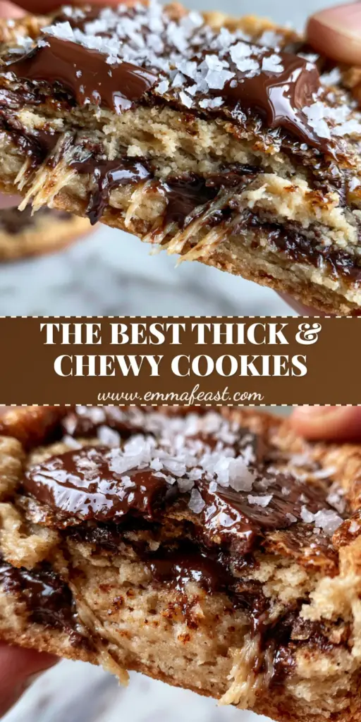 A stack of thick bakery-style chocolate chip cookies with molten chocolate and sea salt. (chocolate chip cookies)