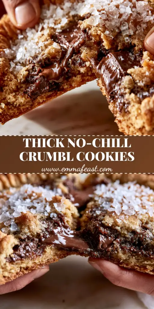 A hand pulling apart a massive, gooey chocolate chip cookie showing melted chunks and a dense center. (Crumbl chocolate chip cookie recipe)