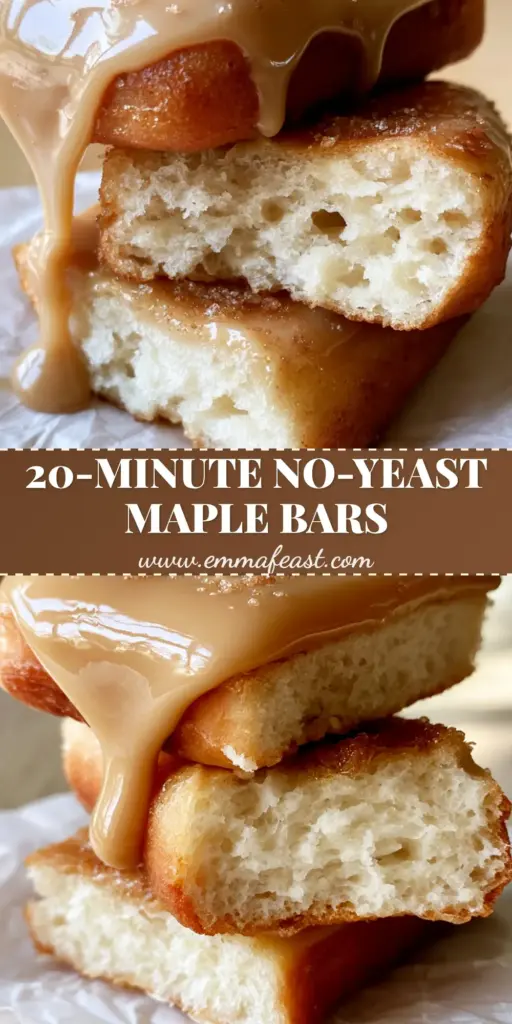 A tall stack of three homemade maple donut bars with thick tan glaze dripping down the sides on white parchment paper. (maple donut bars)