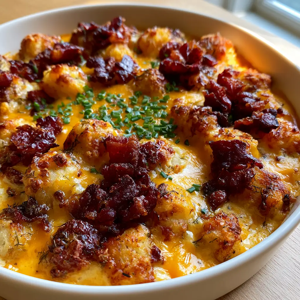 Detailed shot of the ranch seasoning dust and dried dill specks on the surface of the crack breakfast casserole.
