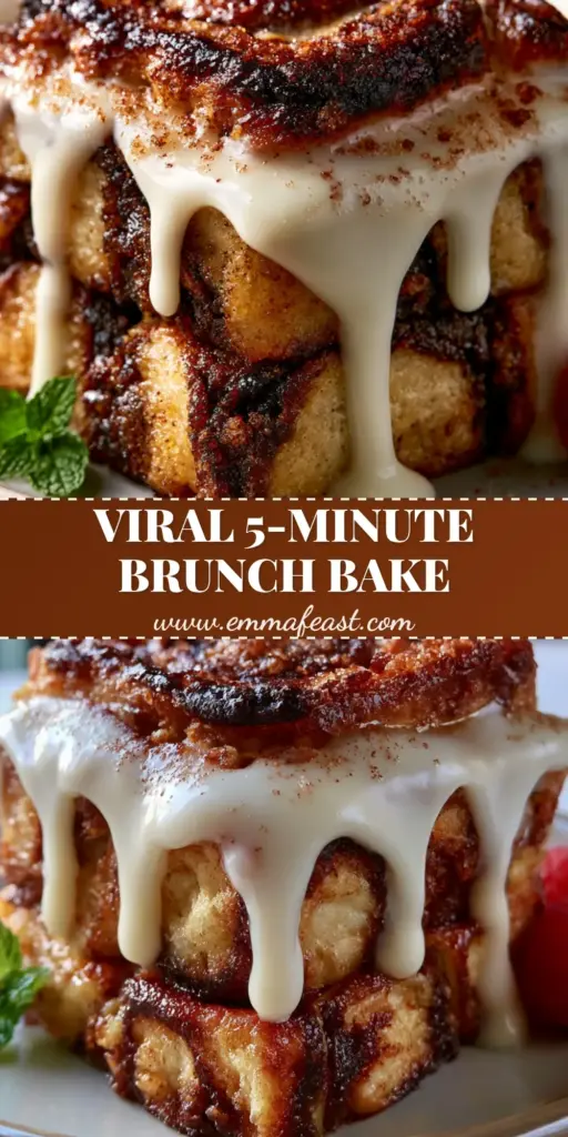 Cinnamon Roll Casserole: The Ultimate Gooey Breakfast Bake 4 A square serving of Cinnamon Roll Casserole with thick cream cheese icing drizzle, fresh raspberries, and a mint sprig on a white plate.