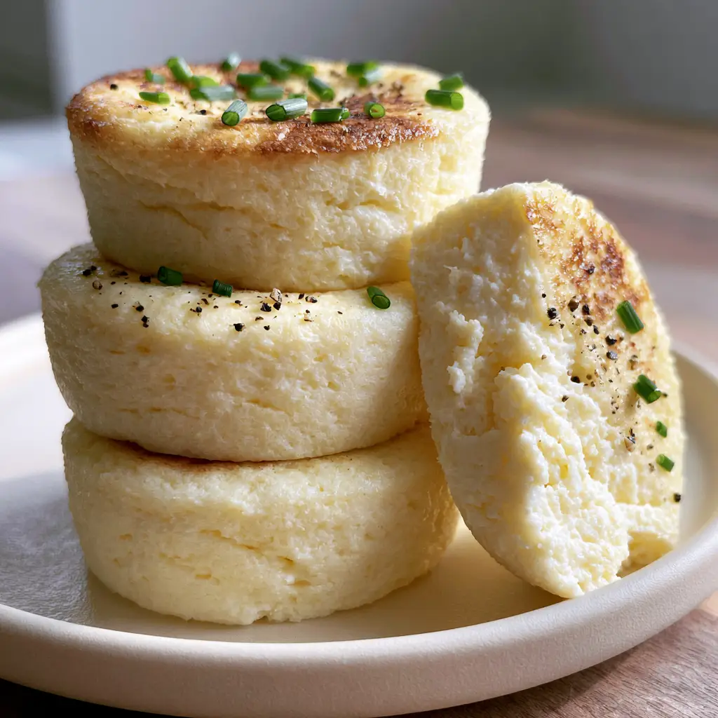 Baked Cottage Cheese Eggs (High Protein Breakfast Bites) 1 A cross-section of baked cottage cheese eggs showing a dense, creamy interior with no visible curds.