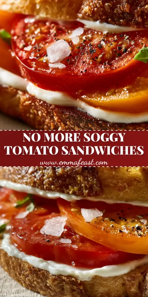 A Southern tomato sandwich featuring thick-cut sourdough and juicy heirloom tomatoes seasoned with flaky salt.